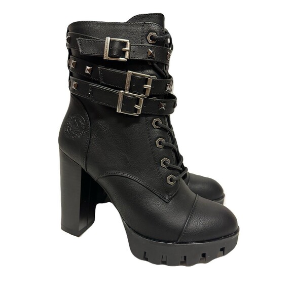 NEW Milwaukee Performance Womens Size 6 Black Lace Up Moto Boots Studded Straps - Picture 4 of 10